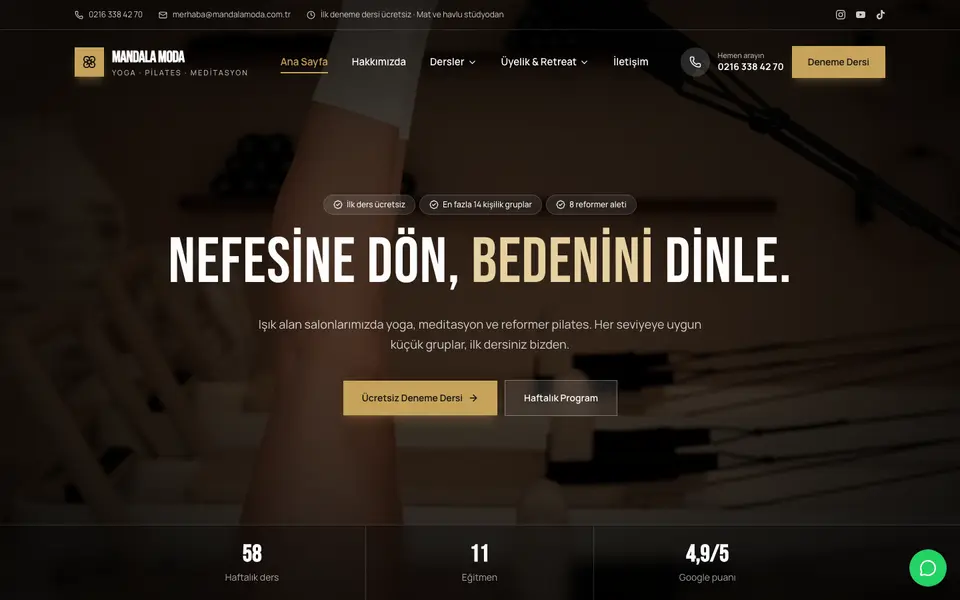 Yoga & Pilates · Sinema şablonu