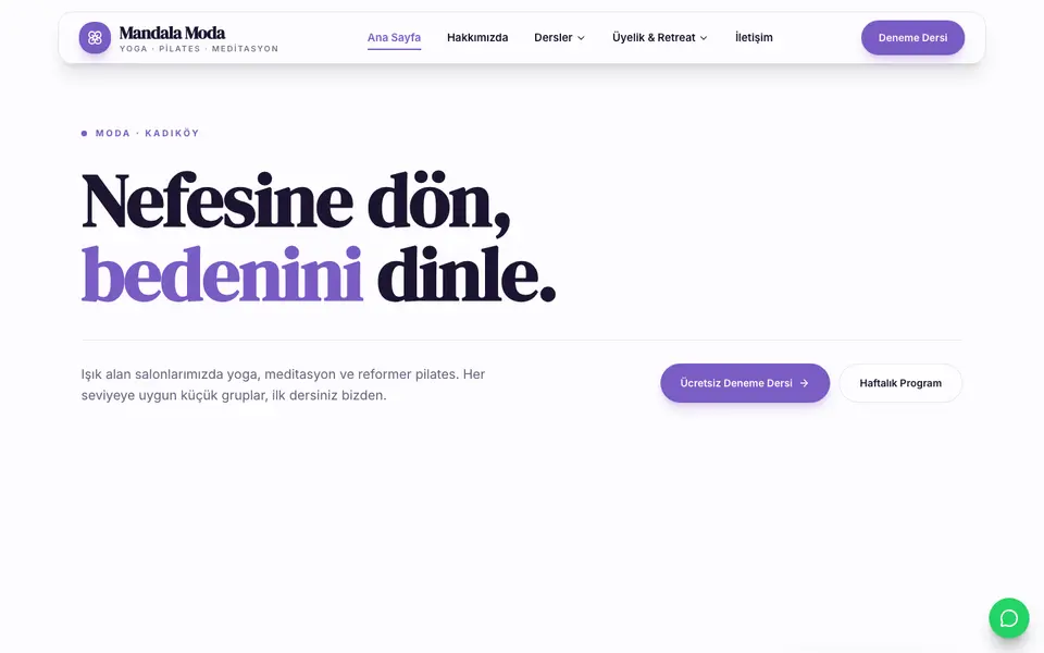 Yoga & Pilates · Vitrin şablonu